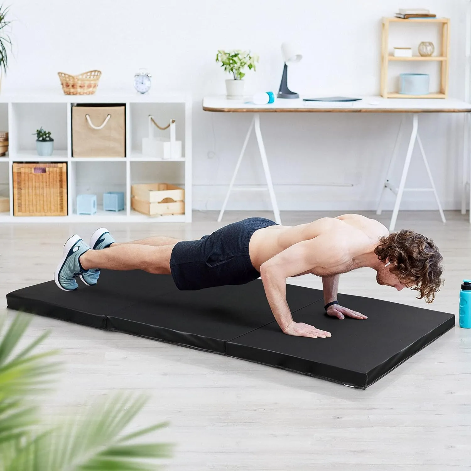 ZENY 2’’ Thick Tri-fold Folding Gym Exercise Mat Extra Thick Gymnastics Mat Tumbling Mat with Carrying Handles for Home Workout, Core Workouts, Stretching, MMA, Yoga