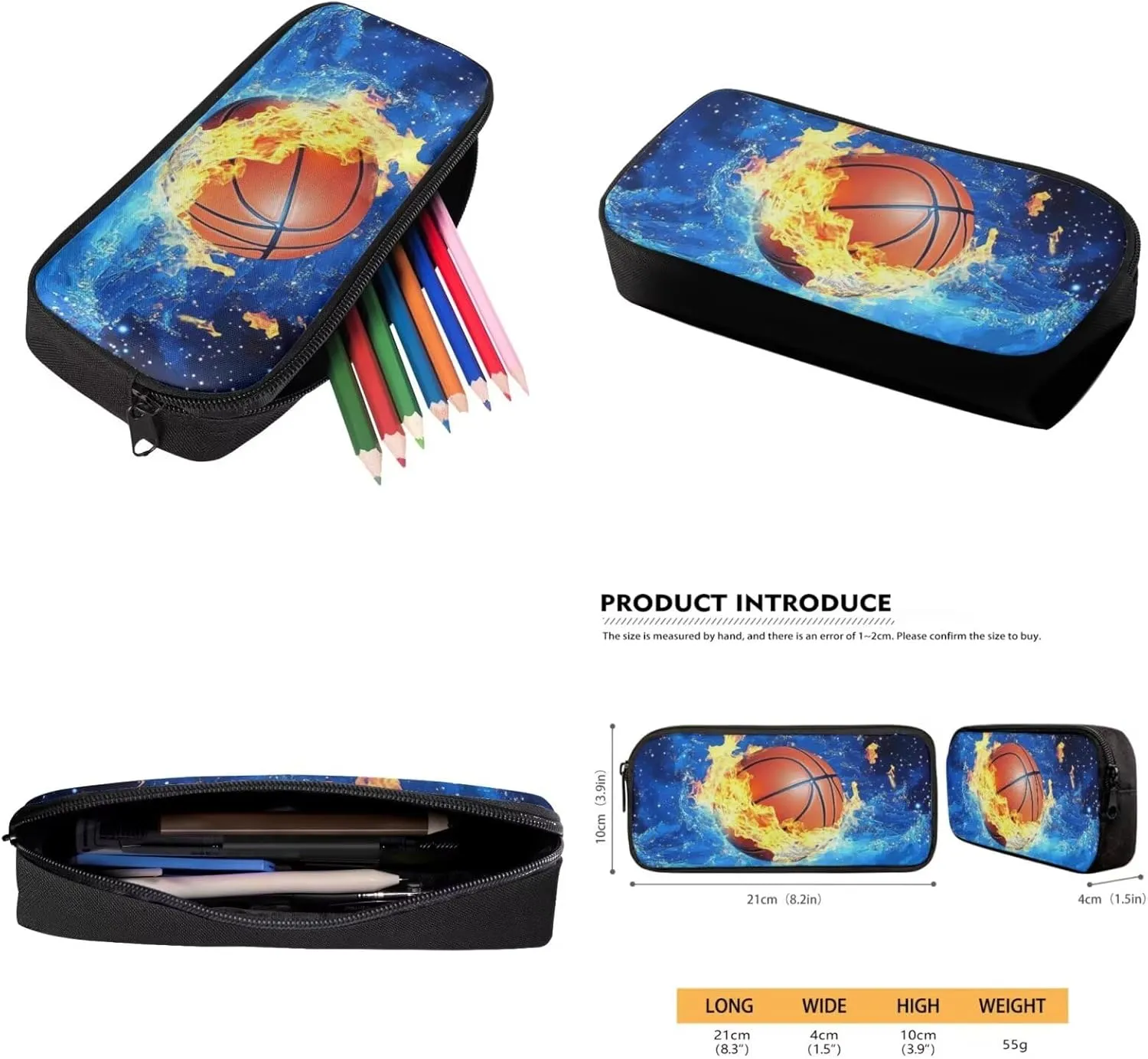 ZFRXIGN Galaxy Basketball School Backpack for Boys 6-8 Bookbag with Lunch Box Set, Pencil Case Water Bottle Sleeve with Strap Elementary Bookbag Kids Crossbody Bag Blue