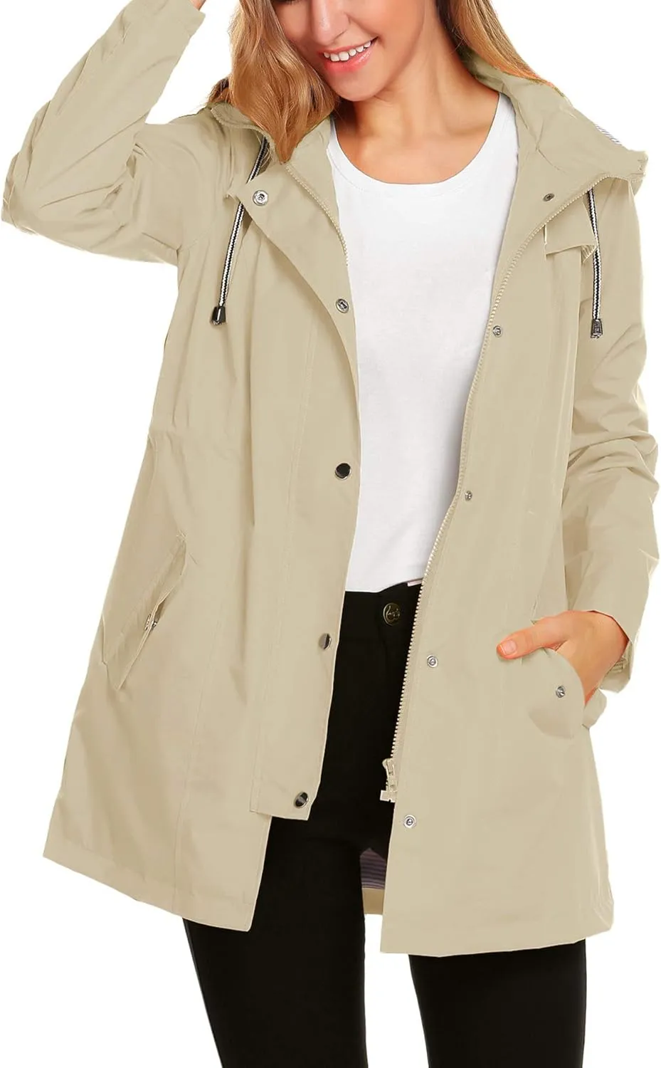 ZHENWEI Womens Lightweight Hooded Waterproof Active Outdoor Rain Jacket S-XXL