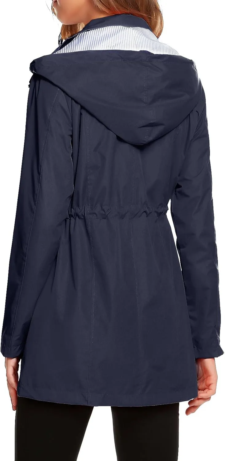 ZHENWEI Womens Lightweight Hooded Waterproof Active Outdoor Rain Jacket S-XXL