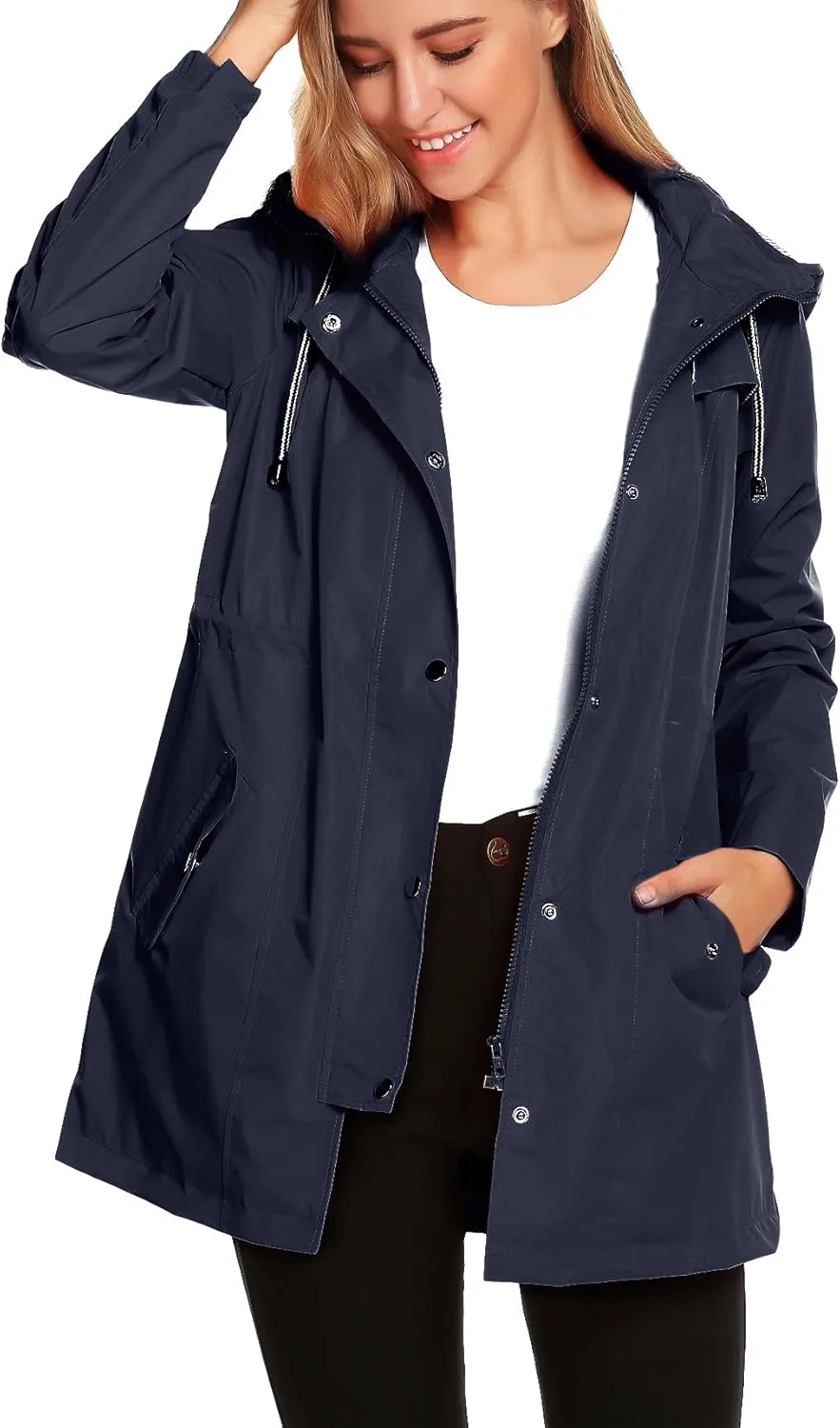 ZHENWEI Womens Lightweight Hooded Waterproof Active Outdoor Rain Jacket S-XXL