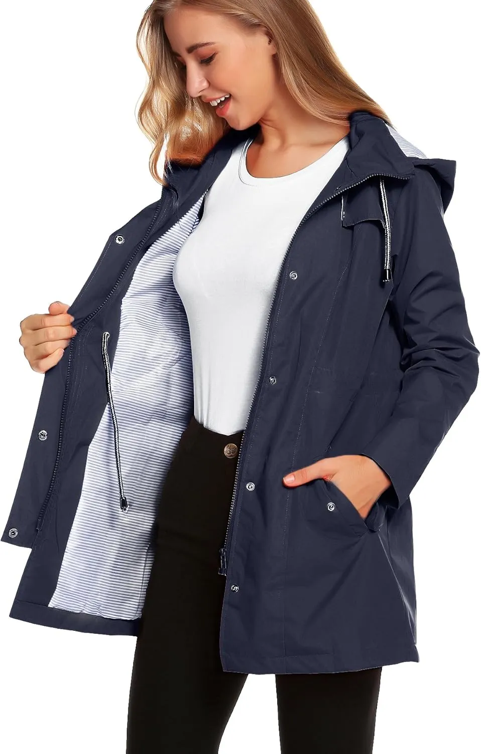 ZHENWEI Womens Lightweight Hooded Waterproof Active Outdoor Rain Jacket S-XXL