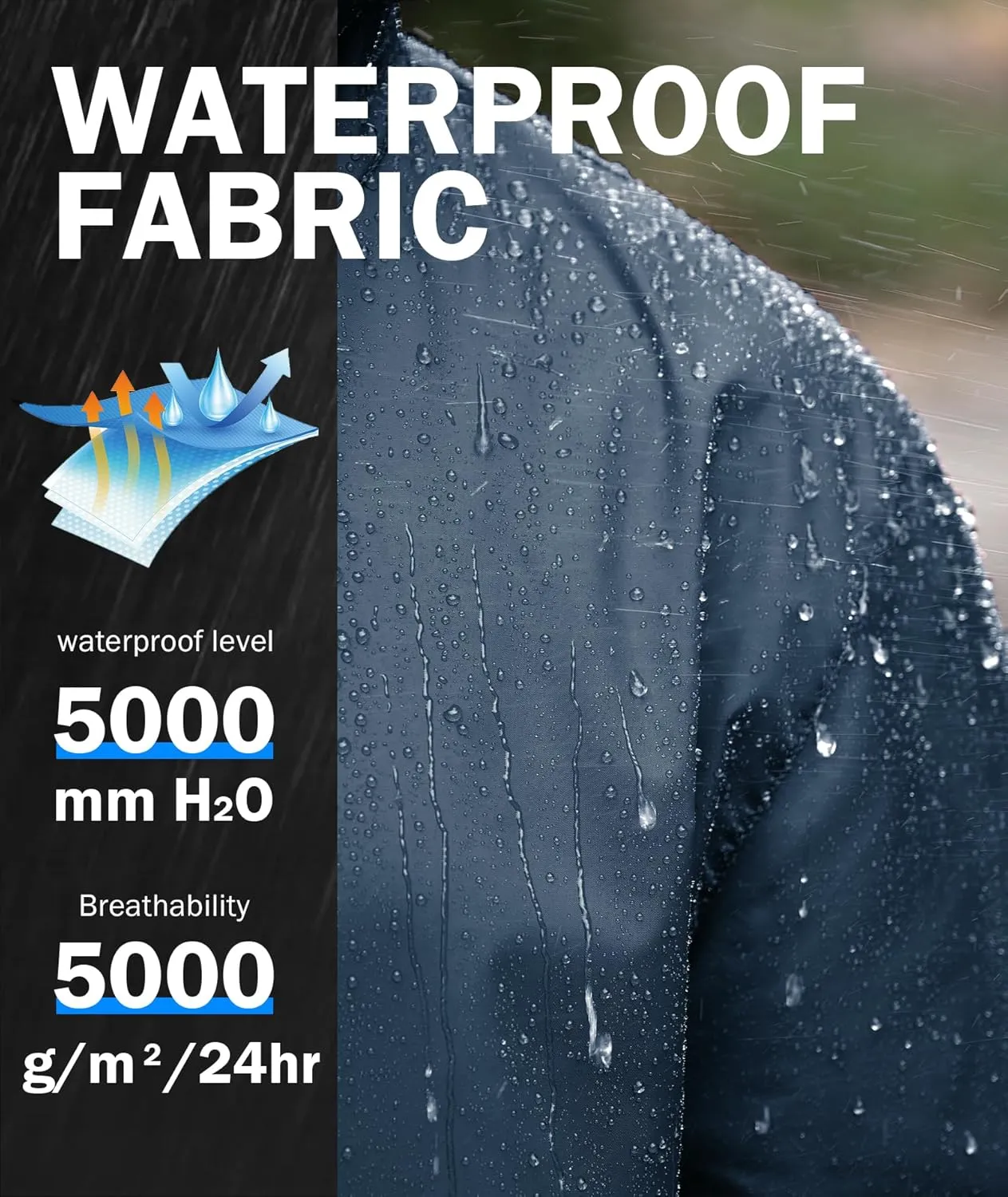 ZITY Men's Rain Jacket Waterproof with Hood Lightweight Raincoat for Golf Hiking Camping Cycling