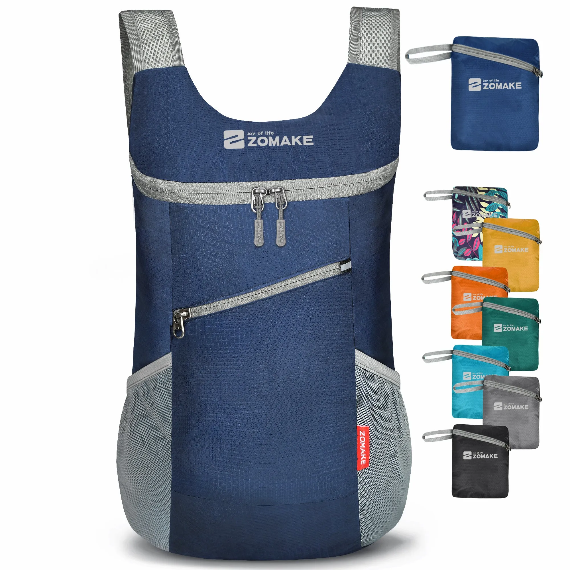 ZOMAKE Lightweight Packable Backpack 14L - Foldable Backpack Small Daypack Hiking Backpack Water-Resistant Day Bag for Travel(Navy Blue)