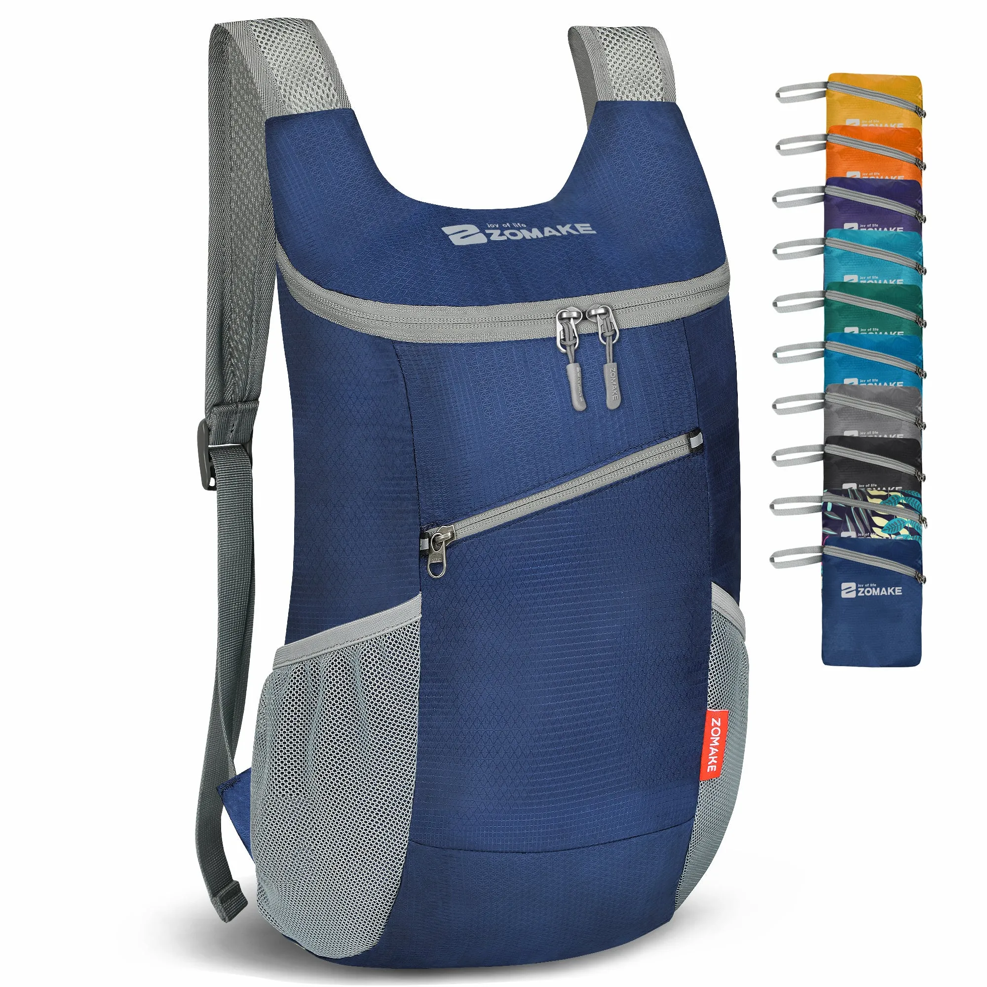 ZOMAKE Lightweight Packable Backpack 14L - Foldable Backpack Small Daypack Hiking Backpack Water-Resistant Day Bag for Travel(Navy Blue)