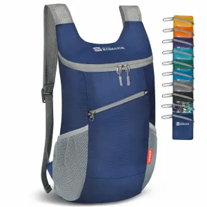 ZOMAKE Lightweight Packable Backpack 14L - Foldable Backpack Small Daypack Hiking Backpack Water-Resistant Day Bag for Travel(Navy Blue)