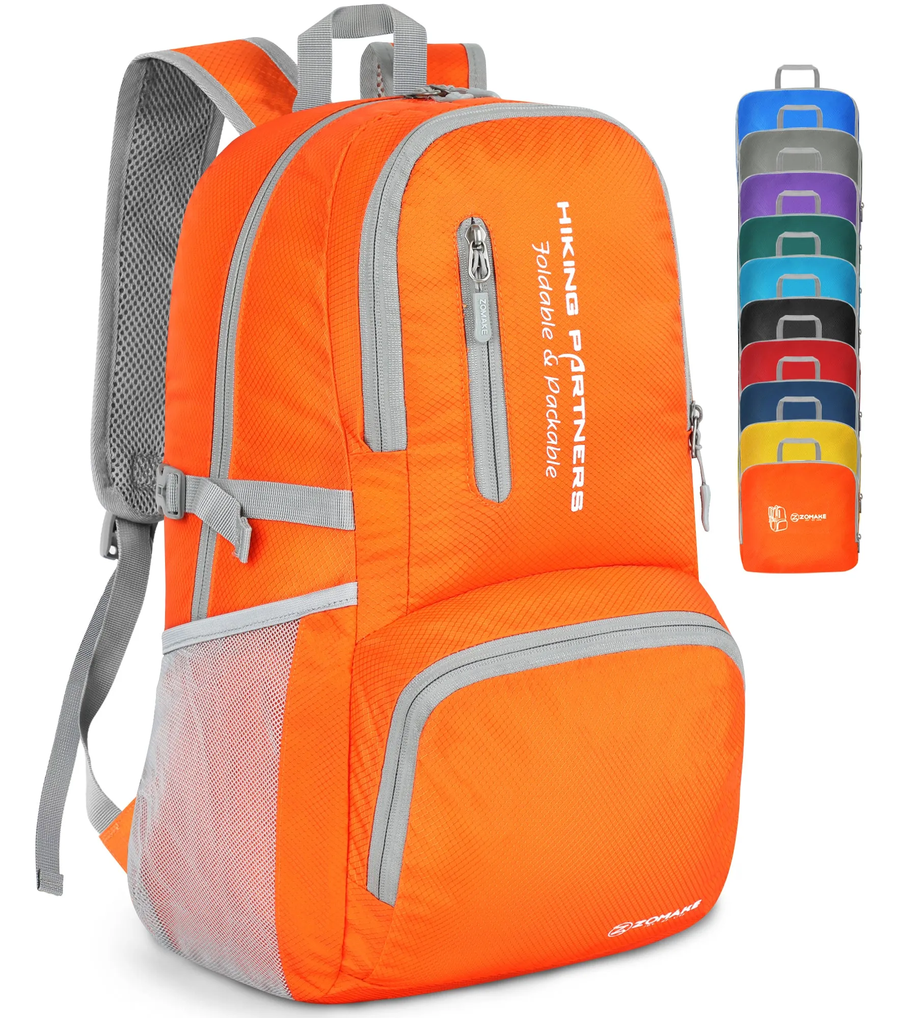ZOMAKE Lightweight Packable Backpack, 35L Light Foldable Hiking Backpacks Water Resistant Collapsible Daypack for Travel(Orange)