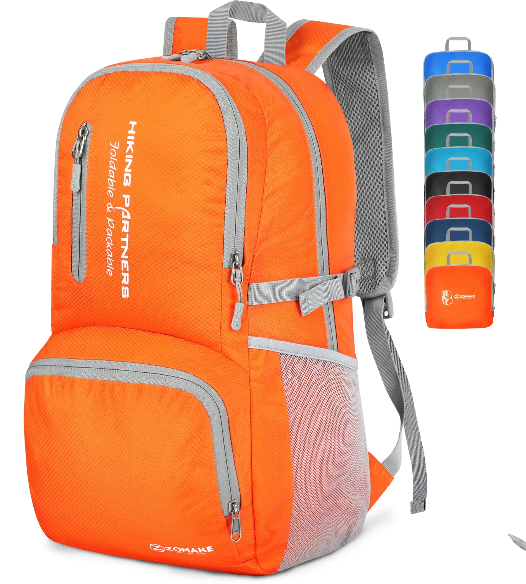 ZOMAKE Lightweight Packable Backpack, 35L Light Foldable Hiking Backpacks Water Resistant Collapsible Daypack for Travel(Orange)