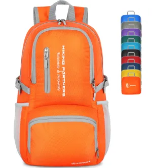 ZOMAKE Lightweight Packable Backpack, 35L Light Foldable Hiking Backpacks Water Resistant Collapsible Daypack for Travel(Orange)